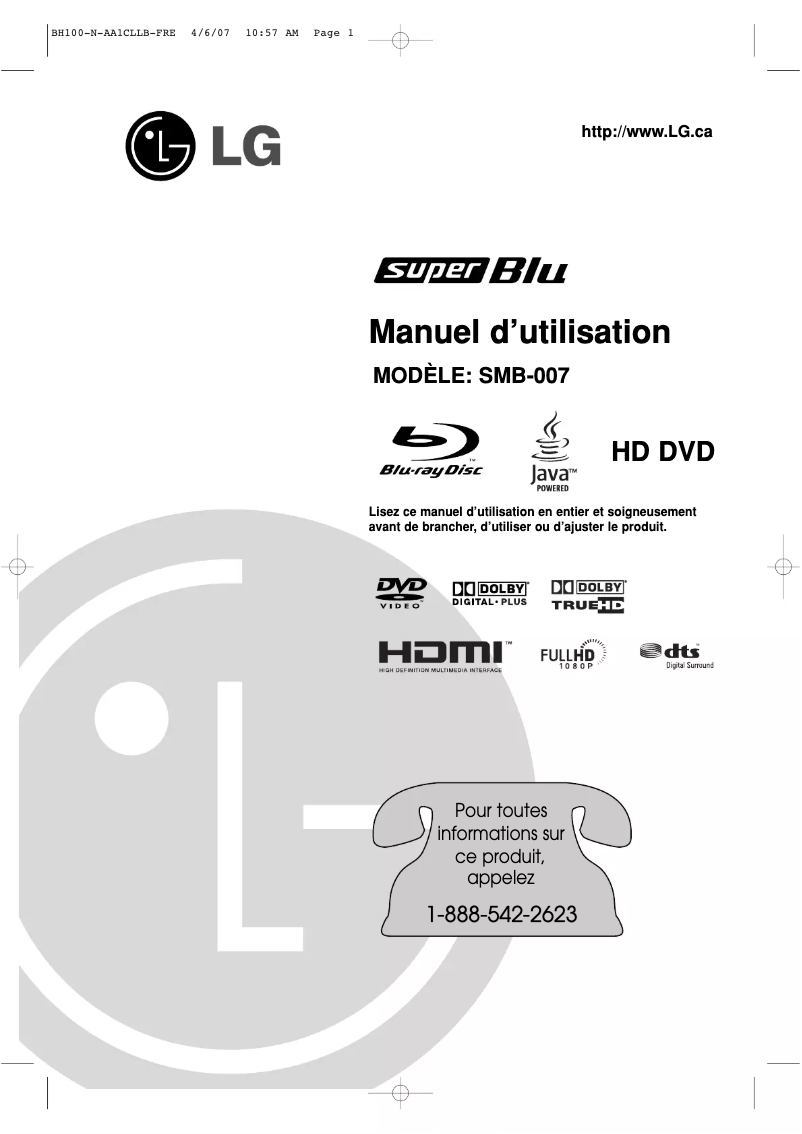 Image de la première page du manuel de l'appareil BH100