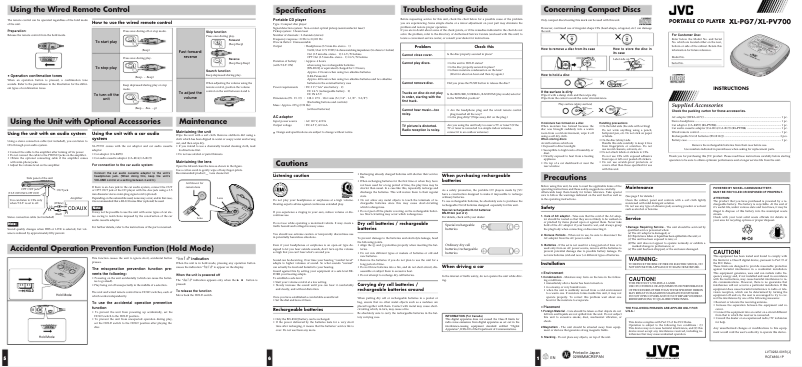 Page n°1 - Manuel utilisateur JVC XL-PG7