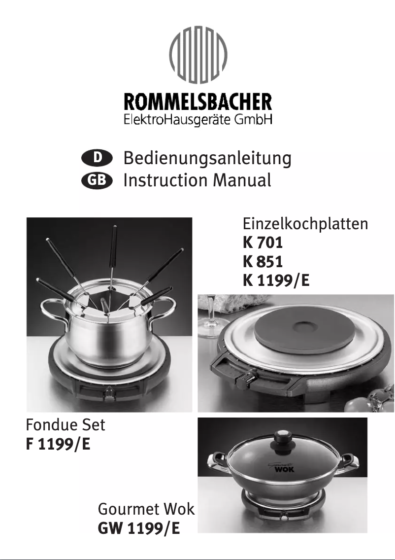 Page 1 of the manual User Manual Rommelsbacher GW 1199 E