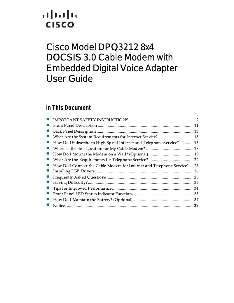 Page n°1 - Manuel utilisateur Cisco DPQ3212