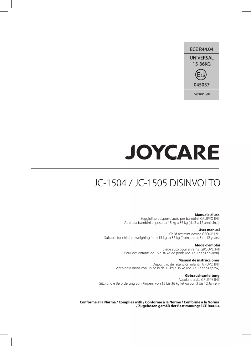 Page 1 de la notice Manuel utilisateur Joycare Disinvolto JC-1505S