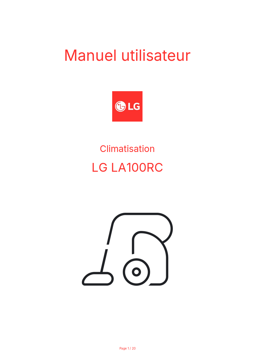 Image de la première page du manuel de l'appareil LA100RC