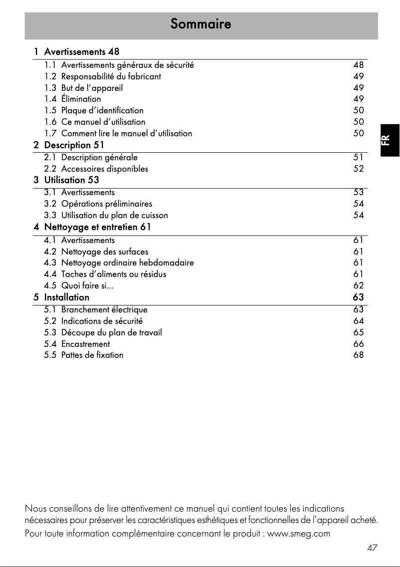 Page n°1 - Manuel utilisateur Smeg SI5643D
