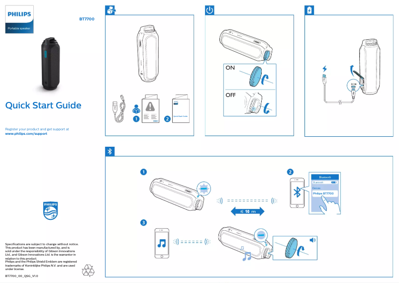 Page n°1 - Guide de démarrage rapide Philips BT7700B