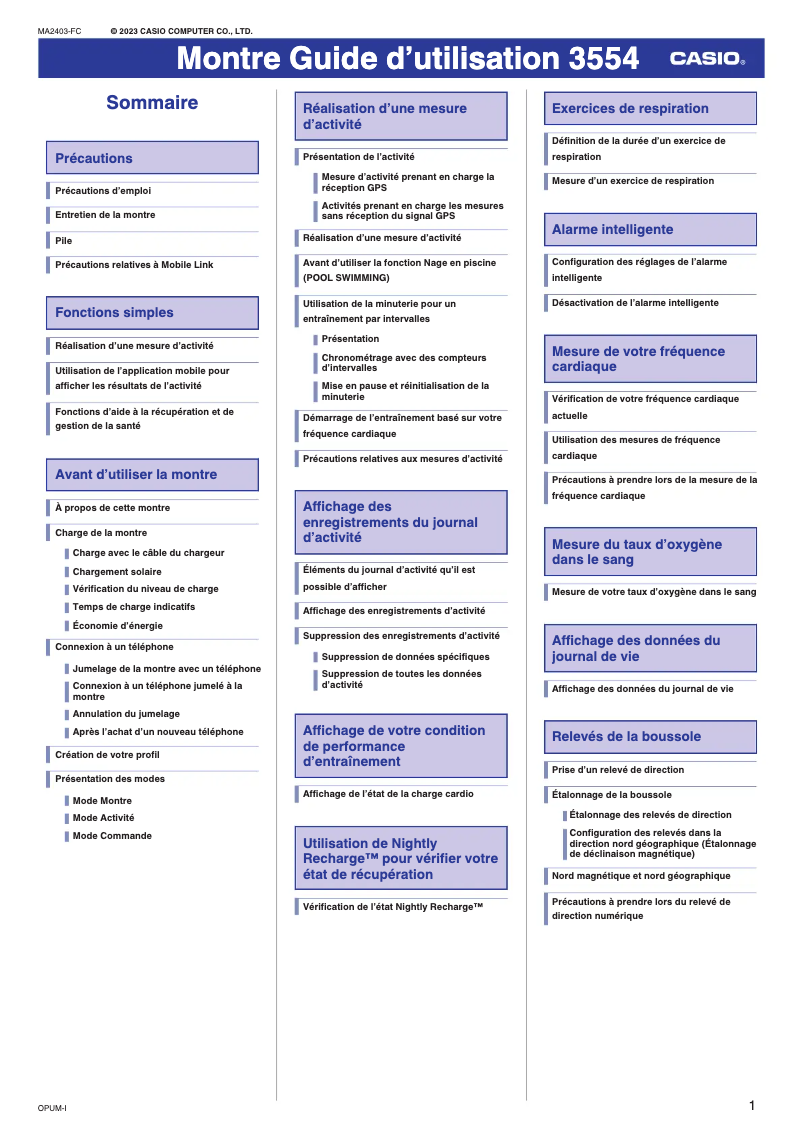 Image de la première page du manuel de l'appareil G-Shock GW-9400