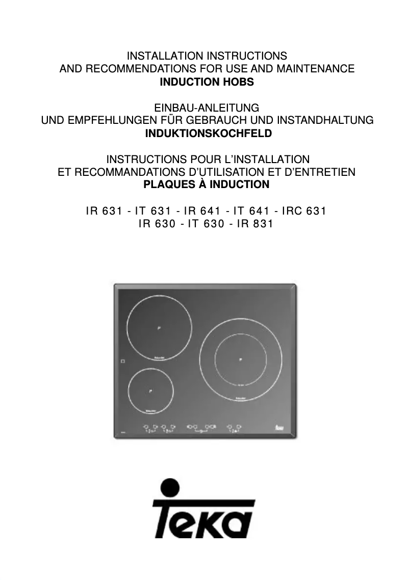 Page 1 de la notice Manuel utilisateur Teka IT 630