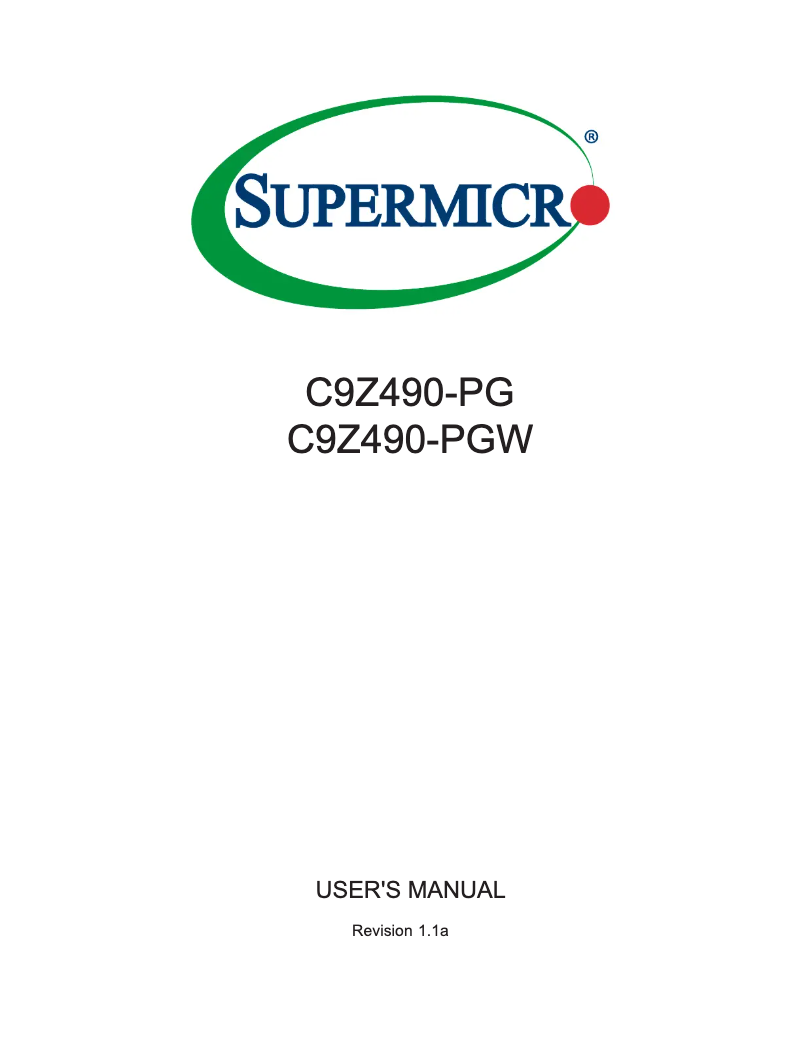 Page 1 de la notice Manuel utilisateur Supermicro C9Z490-PGW