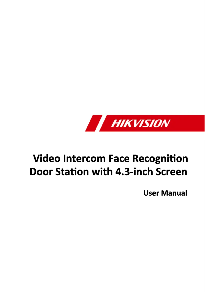 Page n°1 - Manuel utilisateur Hikvision DS-KD9203-TE6