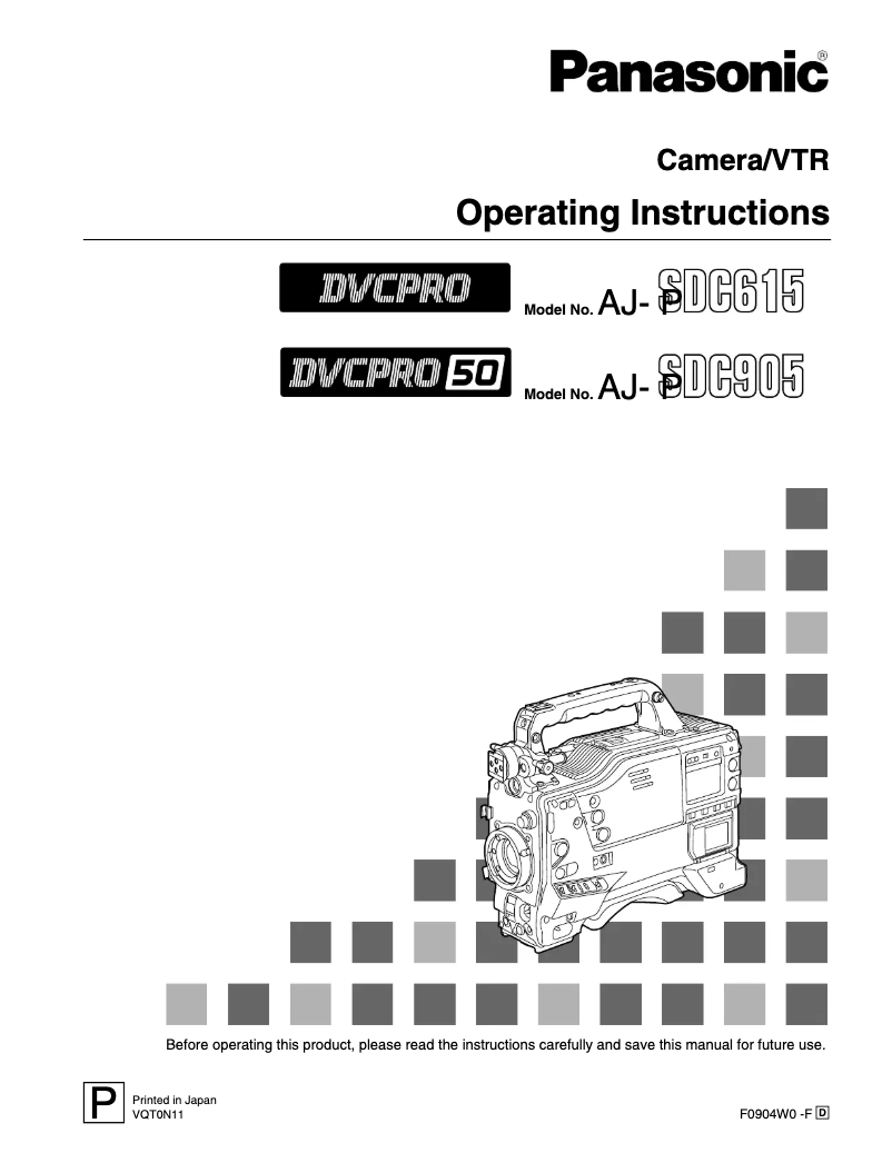 Page 1 de la notice Manuel utilisateur Panasonic AJ-SDC615