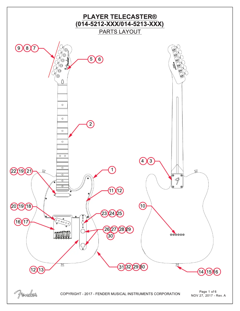 Página 1 del manual Manual de usuario Fender Player Telecaster