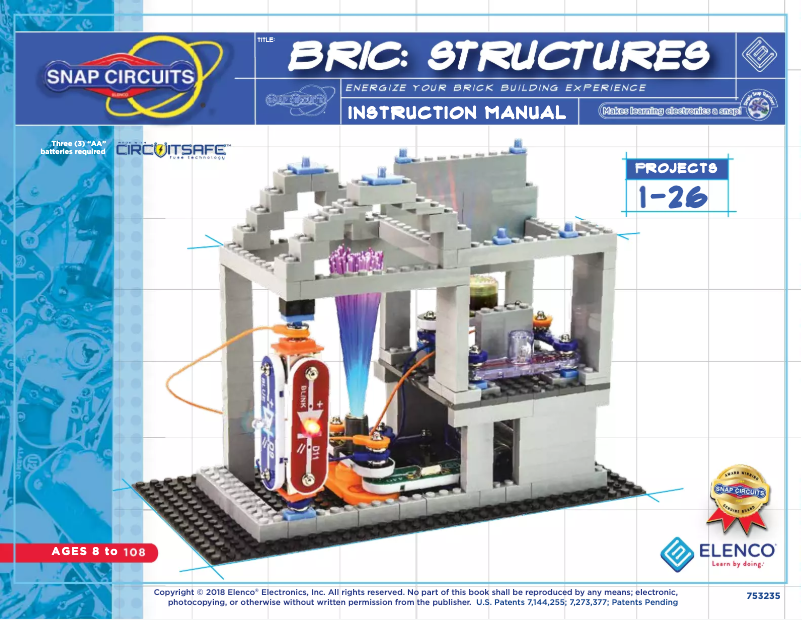Page 1 de la notice Manuel utilisateur Snap Circuits Bric: Structures SC-BRIC1
