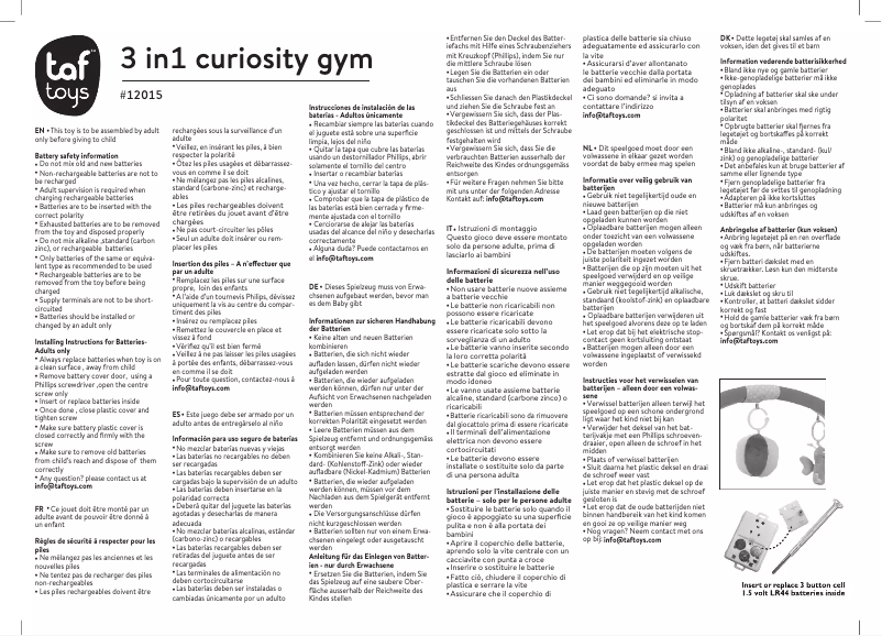 Page n°1 - Manuel utilisateur Taf Toys 3 in1 curiosity gym