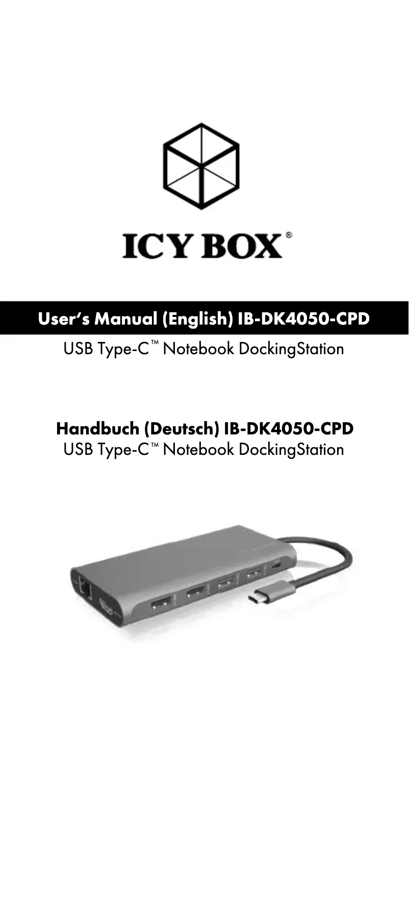 Página 1 del manual Manual de usuario Icy Box IB-DK4050-CPD