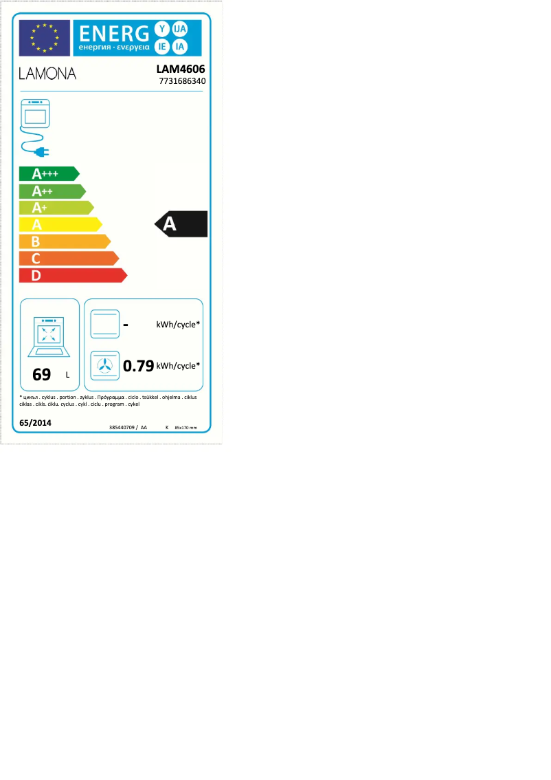 Page n°1 - Label énergétique Lamona LAM4606