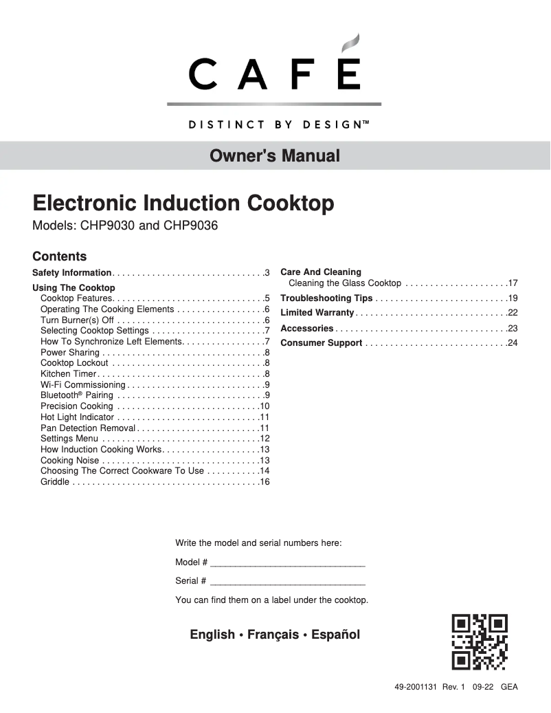Page 1 de la notice Manuel d'utilisation et d'entretien Café CHP90361TBB