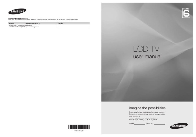 Page 1 de la notice Manuel utilisateur Samsung LE-32B652T4WXXN