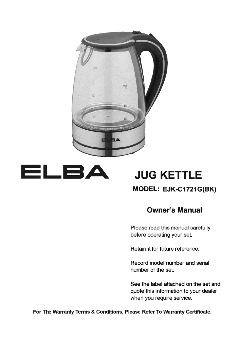 Page 1 de la notice Manuel utilisateur Elba EJK-C1721G(BK)