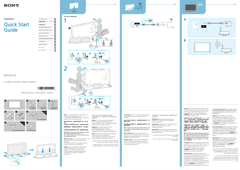 Page 1 de la notice Guide d'installation Sony Bravia KD-55X8500B