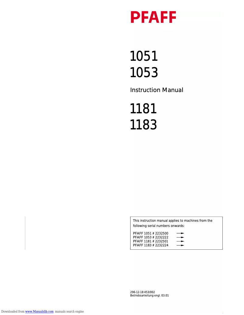 Image de la première page du manuel de l'appareil 1183