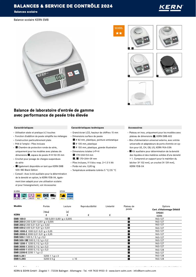 Page 1 de la notice Brochure Kern EMB 600-2