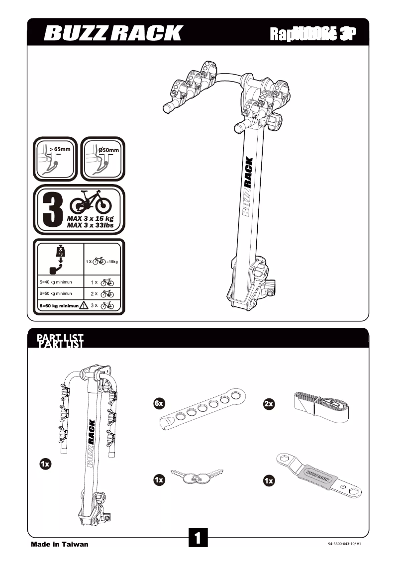 Page 1 de la notice Manuel utilisateur Buzz Rack Moose 3