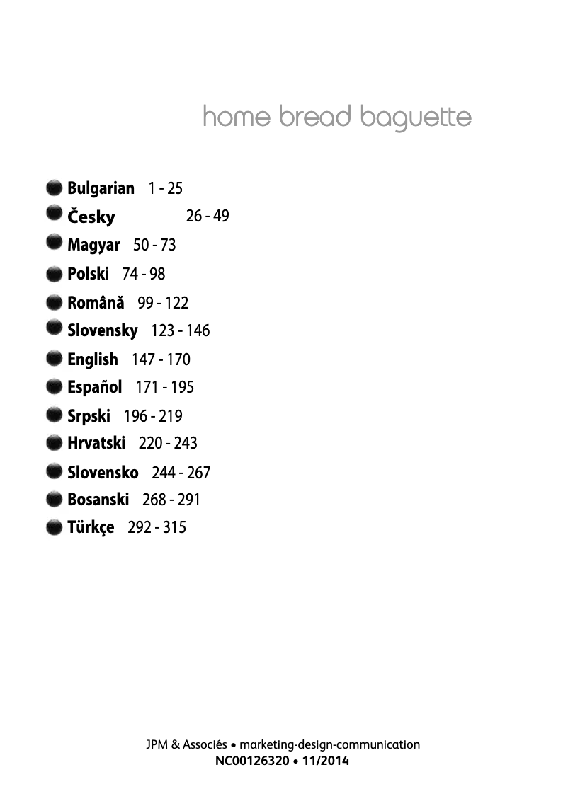 Page n°1 - Manuel utilisateur Tefal Home Bread Baguette PF6101