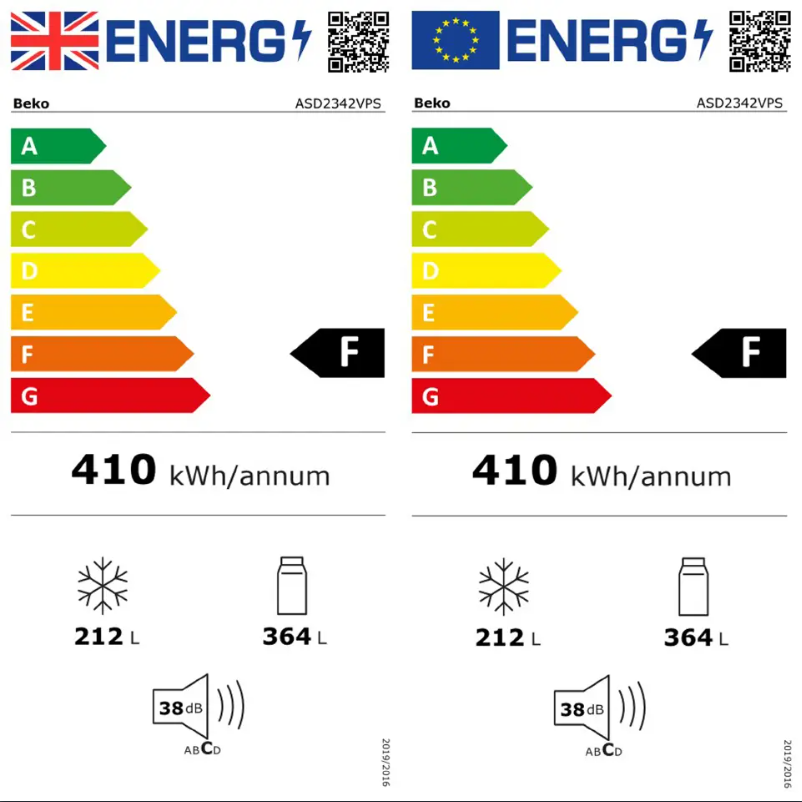 Page 1 de la notice Label énergétique Beko ASD2342V