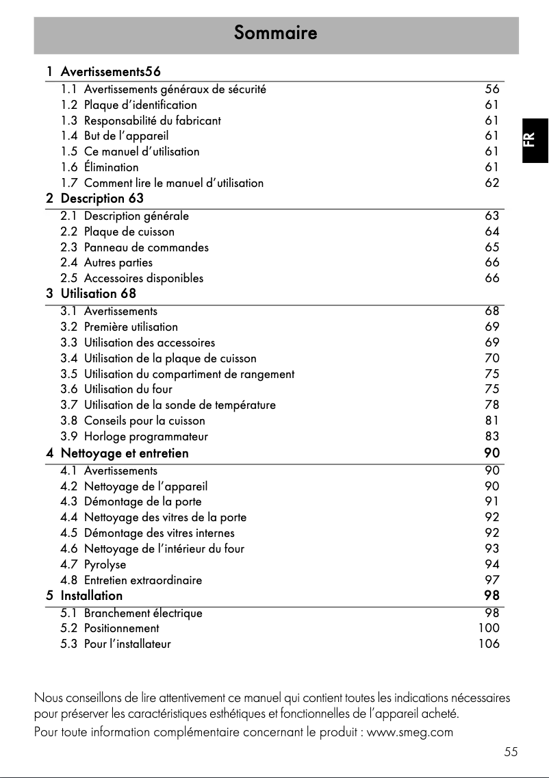 Page n°1 - Mode d'emploi Smeg SPSK60IX9-1