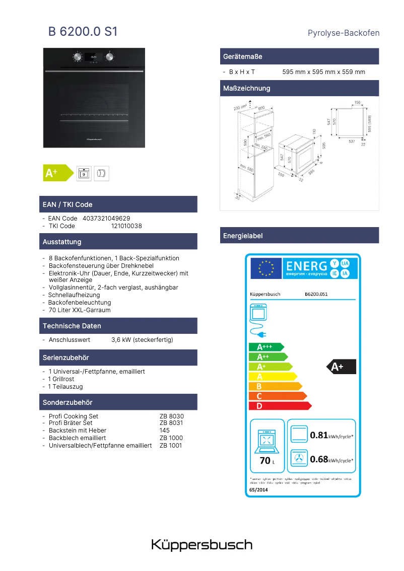 Page n°1 - Label énergétique Küppersbusch B6200.0S1
