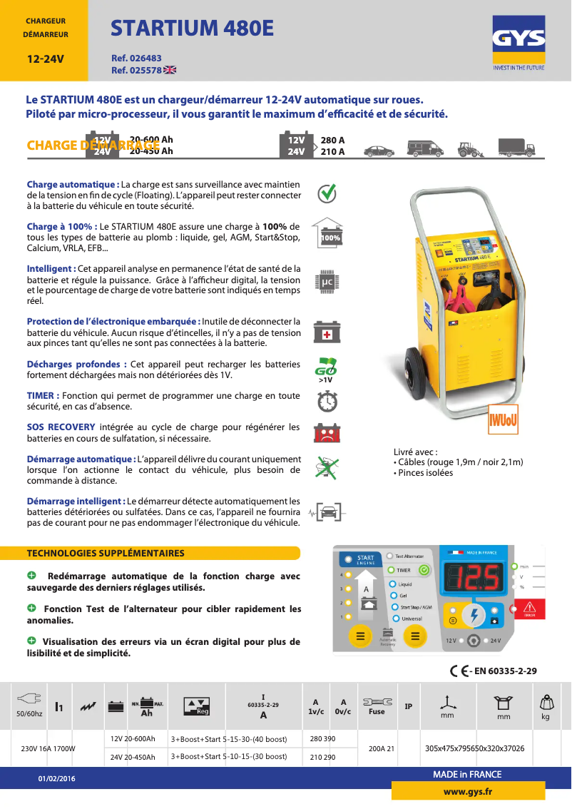 Image de la première page du manuel de l'appareil Startium 480E