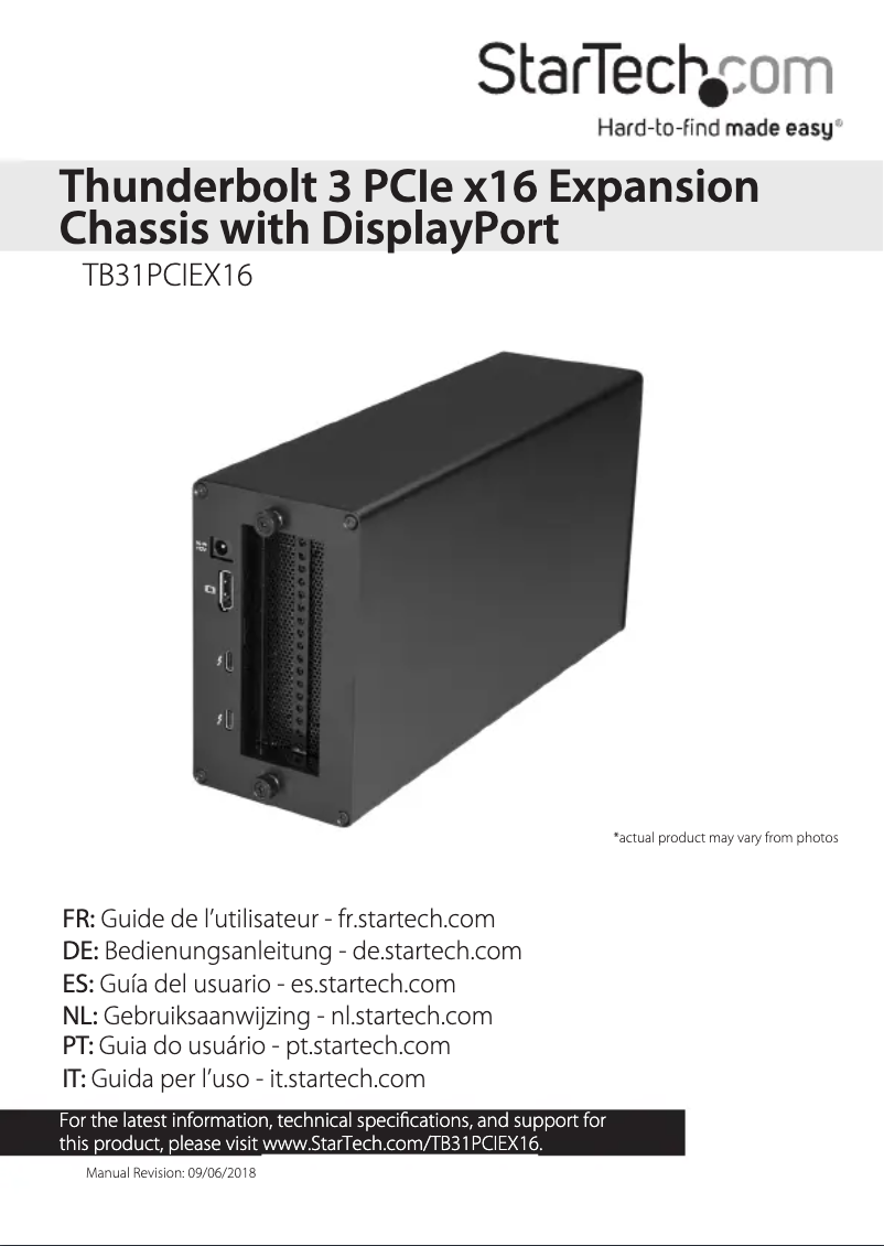 Page n°1 - Manuel utilisateur StarTech.com TB31PCIEX16