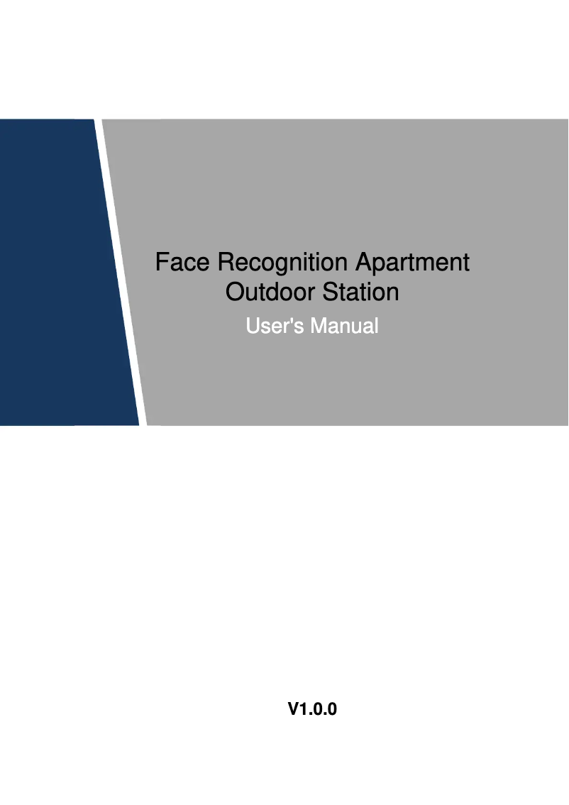 Image de la première page du manuel de l'appareil Face Recognition Apartment Outdoor Station