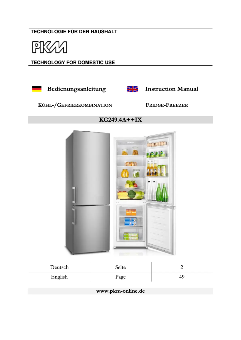 Page 1 de la notice Manuel utilisateur PKM KG249.4A++IX