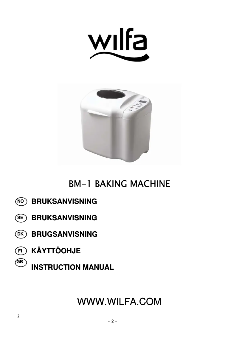 Page 1 de la notice Manuel utilisateur Wilfa BM-1