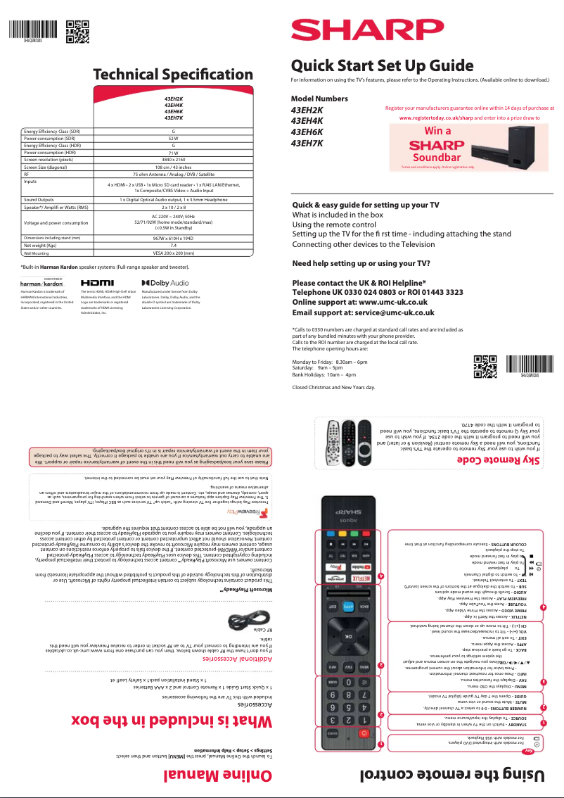 Page 1 de la notice Guide de démarrage rapide Sharp 43EH2K