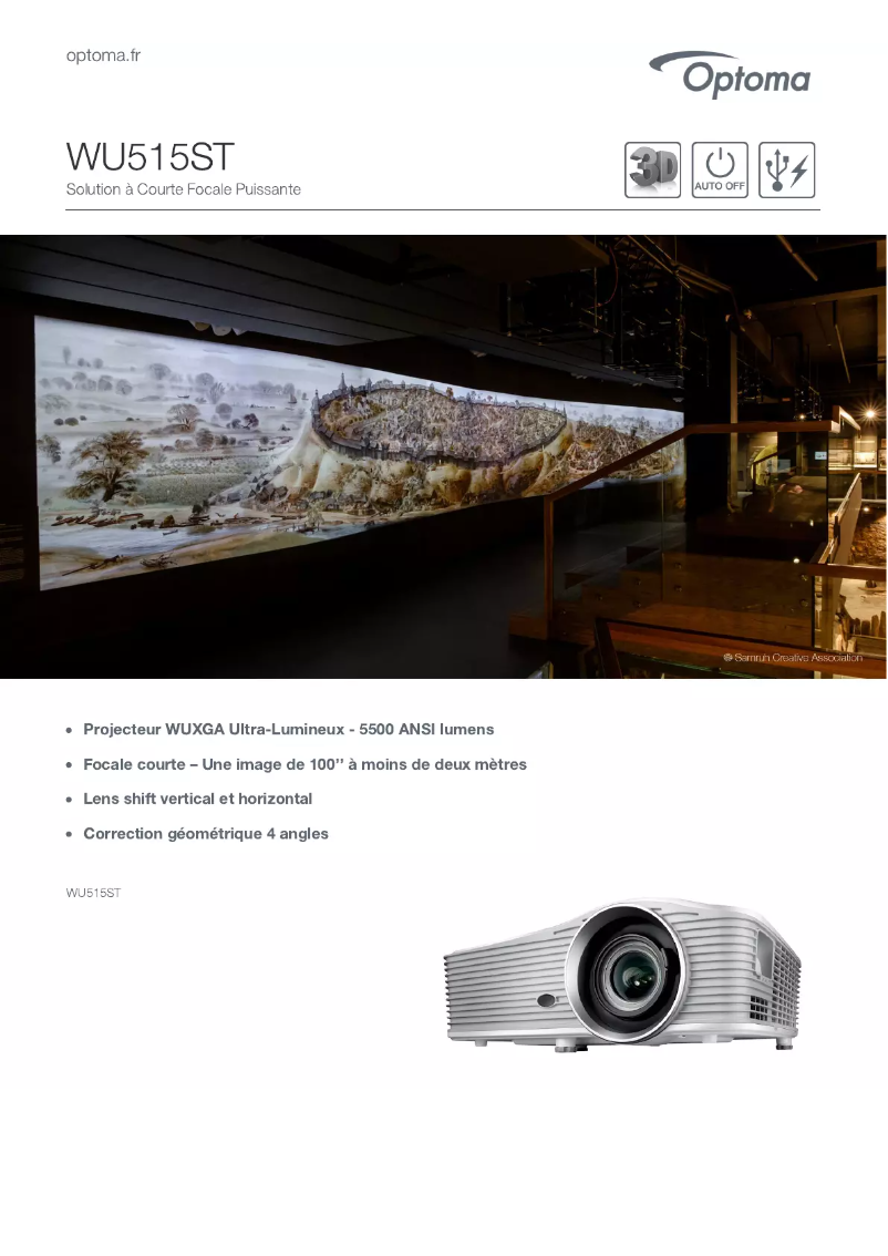 Page 1 de la notice Fiche technique Optoma WU515ST