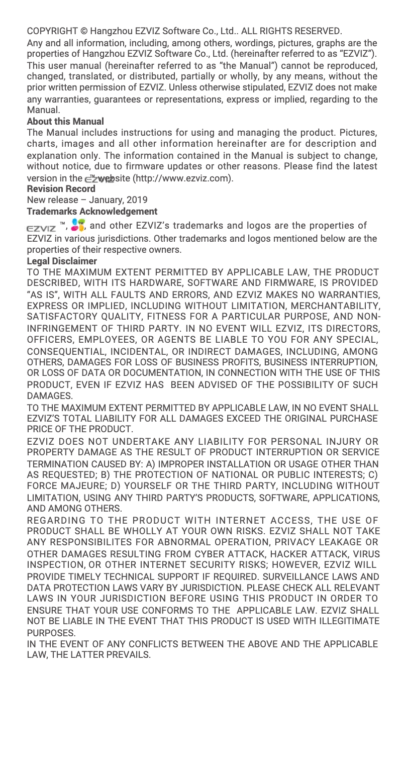 Page 1 de la notice Manuel utilisateur EZVIZ BC1-B2