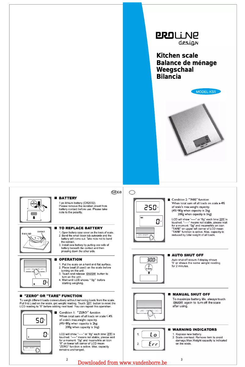 Page n°1 - Manuel utilisateur Proline KS 5