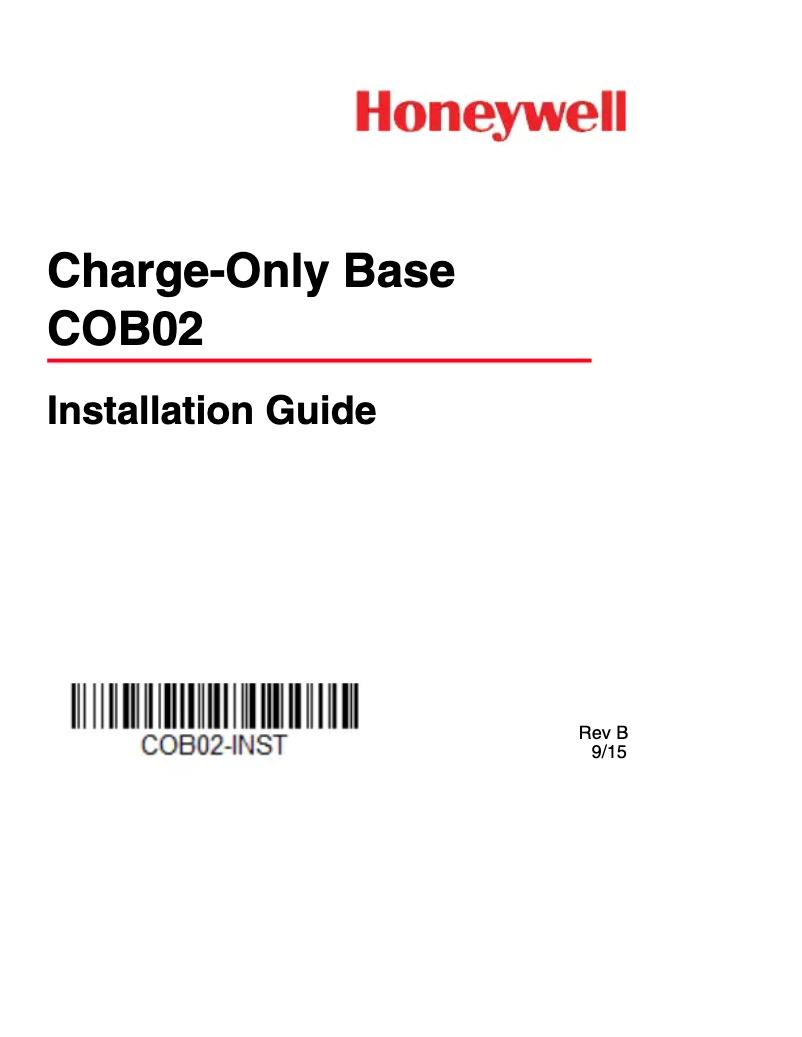 Page n°1 - Manuel utilisateur Honeywell Chage-Only Base COB02