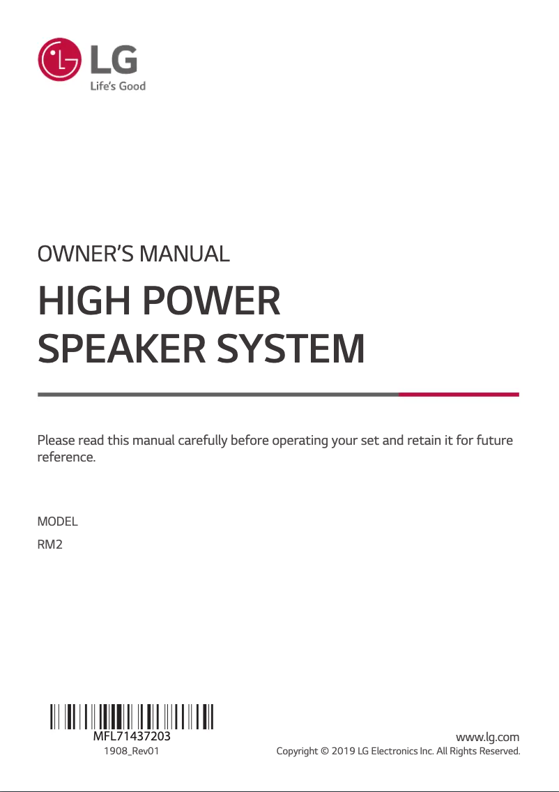 Página 1 del manual Manual de usuario LG RM2