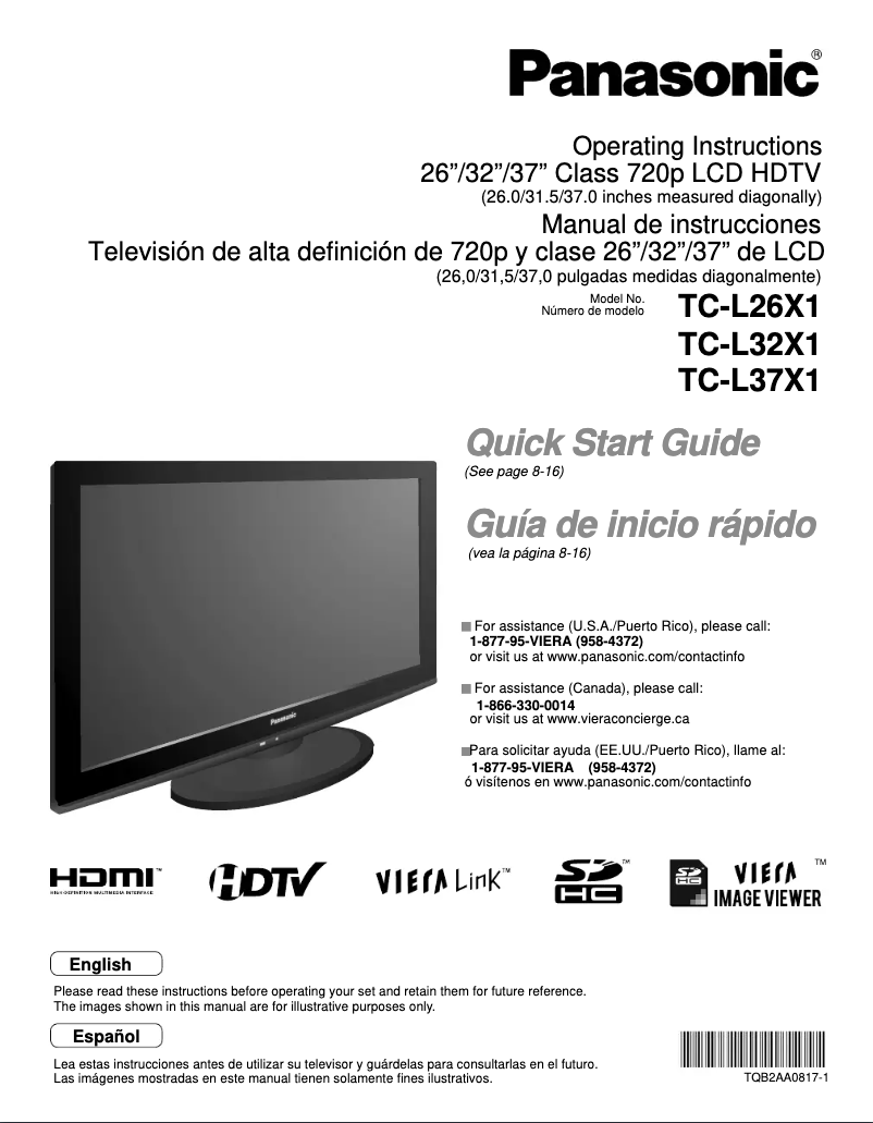 Page 1 de la notice Manuel utilisateur Panasonic TC-L37X1
