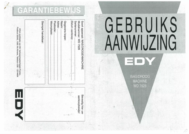 Page 1 de la notice Manuel utilisateur Edy WD7528