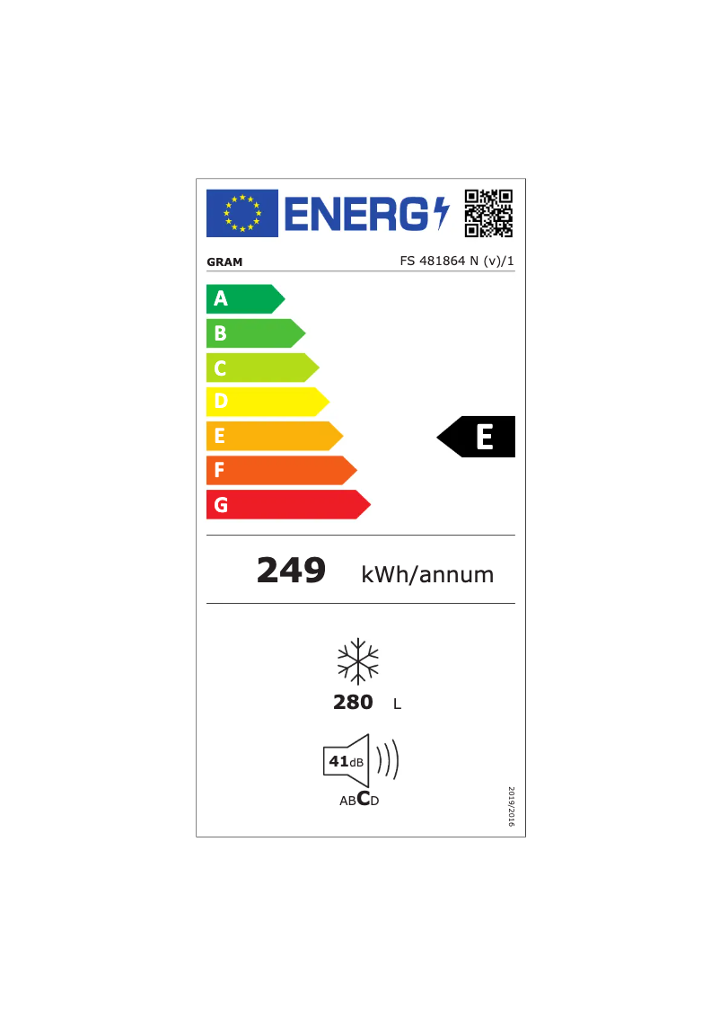 Page 1 de la notice Label énergétique Gram FS 481864 N (v)/1