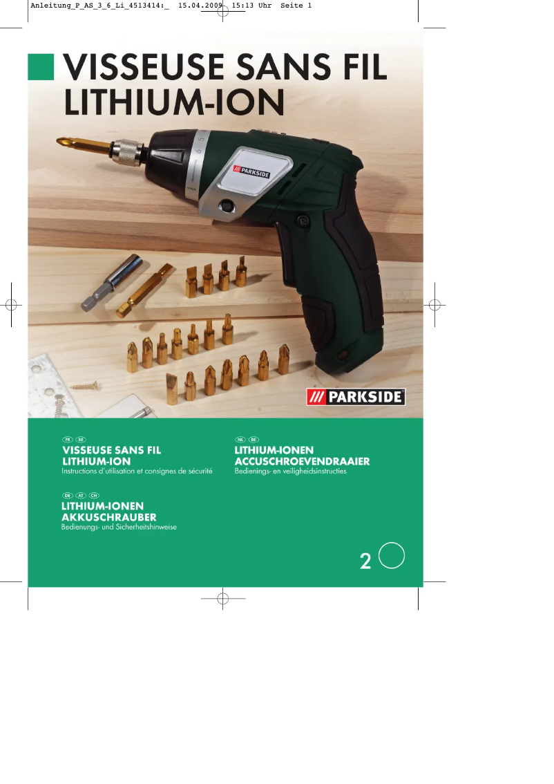 Page 1 de la notice Manuel utilisateur Parkside P-AS 36