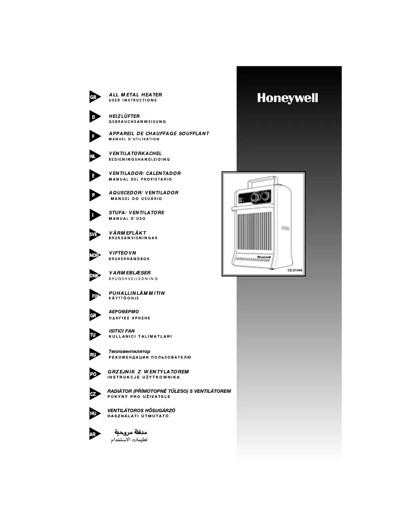 Page 1 de la notice Manuel utilisateur Honeywell CZ-2104E