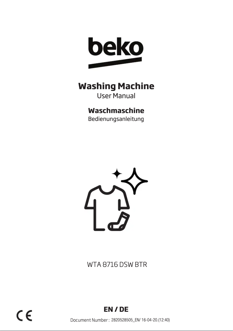 Page 1 de la notice Manuel utilisateur Beko WTA 8716 DSW BTR