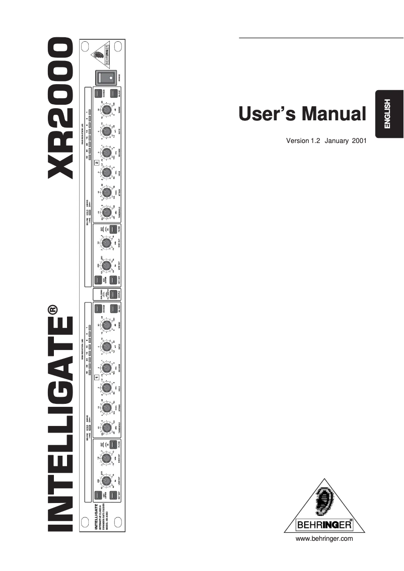 Page n°1 - Manuel utilisateur Behringer Intelligate XR2000