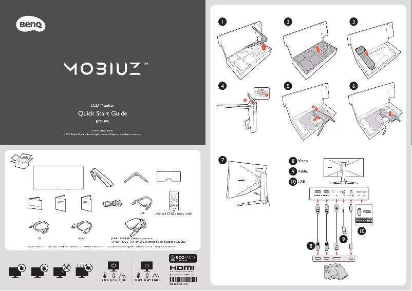 Page 1 de la notice Guide de démarrage rapide BenQ Mobiuz EX3410R