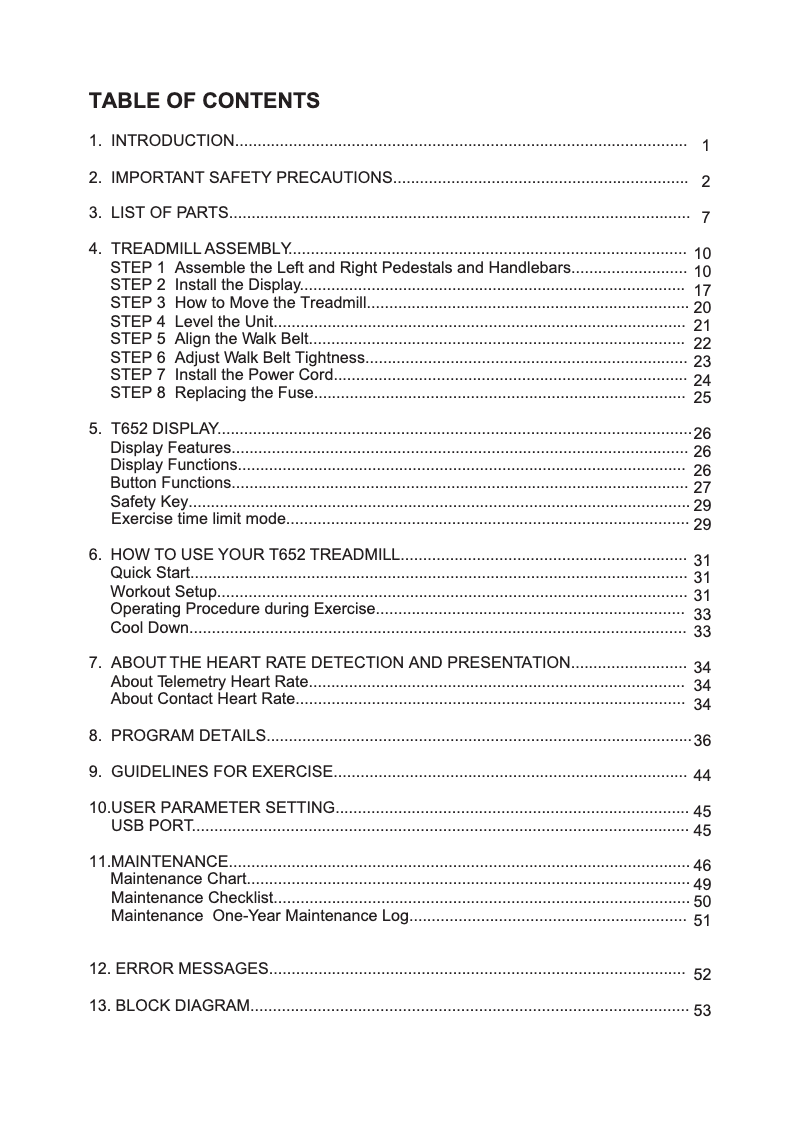 Page 1 de la notice Manuel utilisateur SportsArt T652