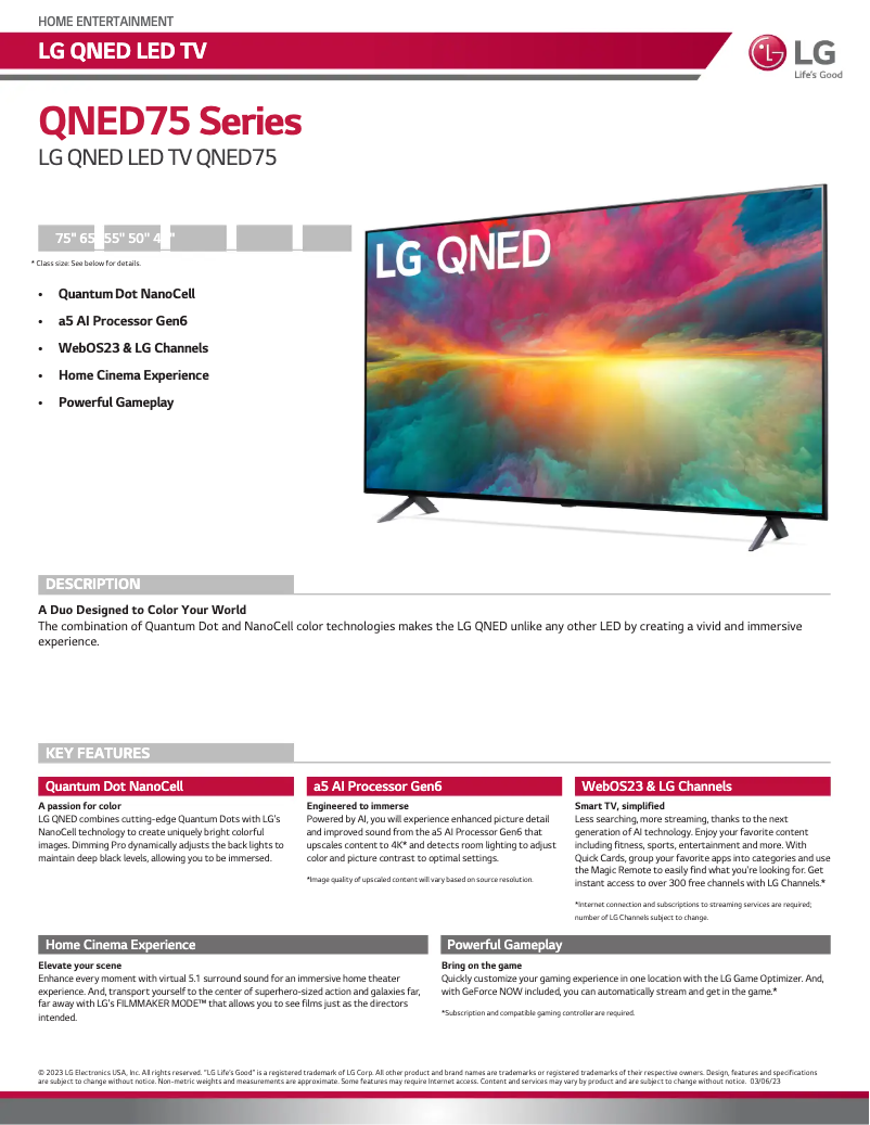 Page n°1 - Fiche technique LG 75QNED75URA